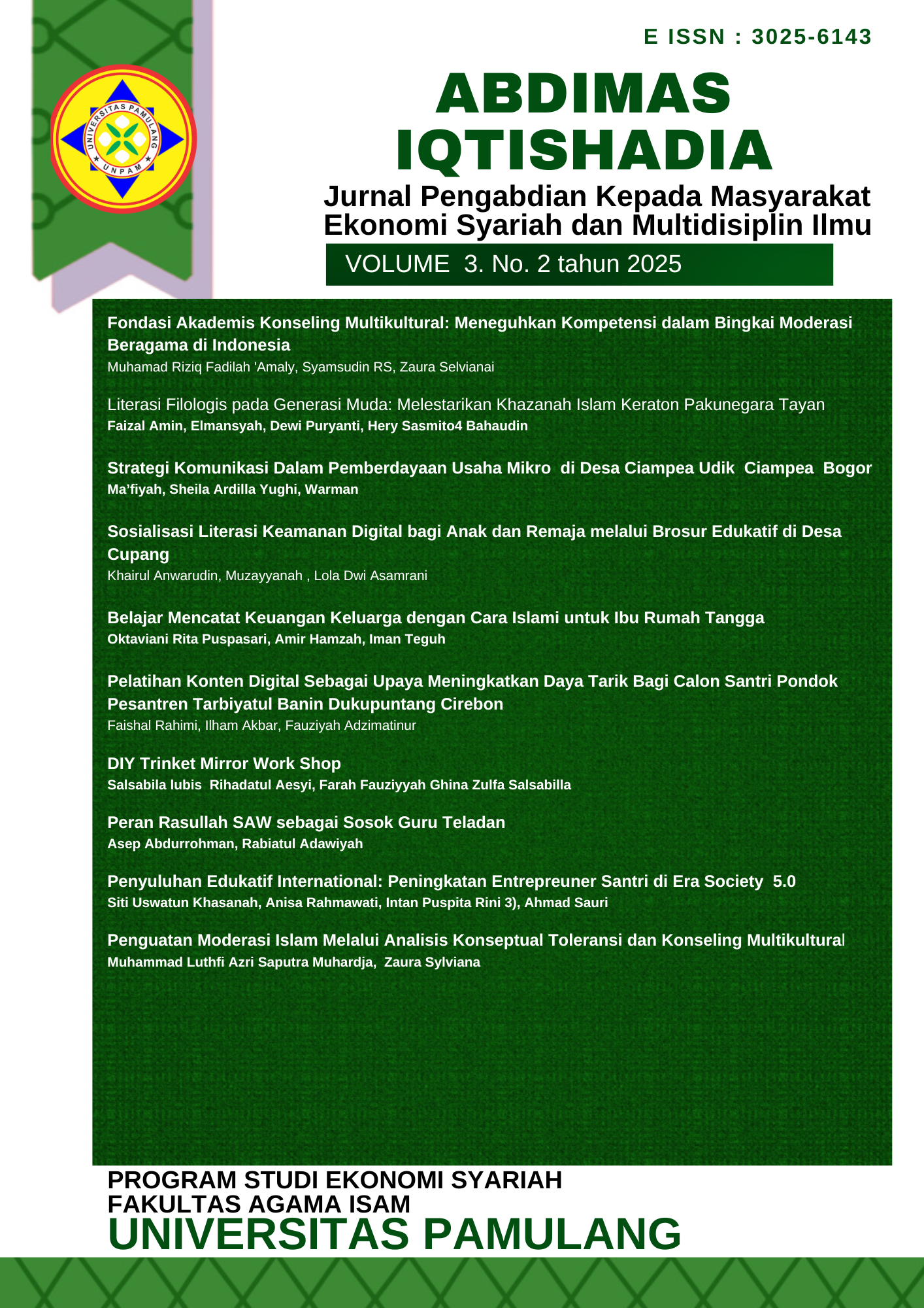 					View Vol. 3 No. 2 (2025): ABDIMAS Iqtishadia
				