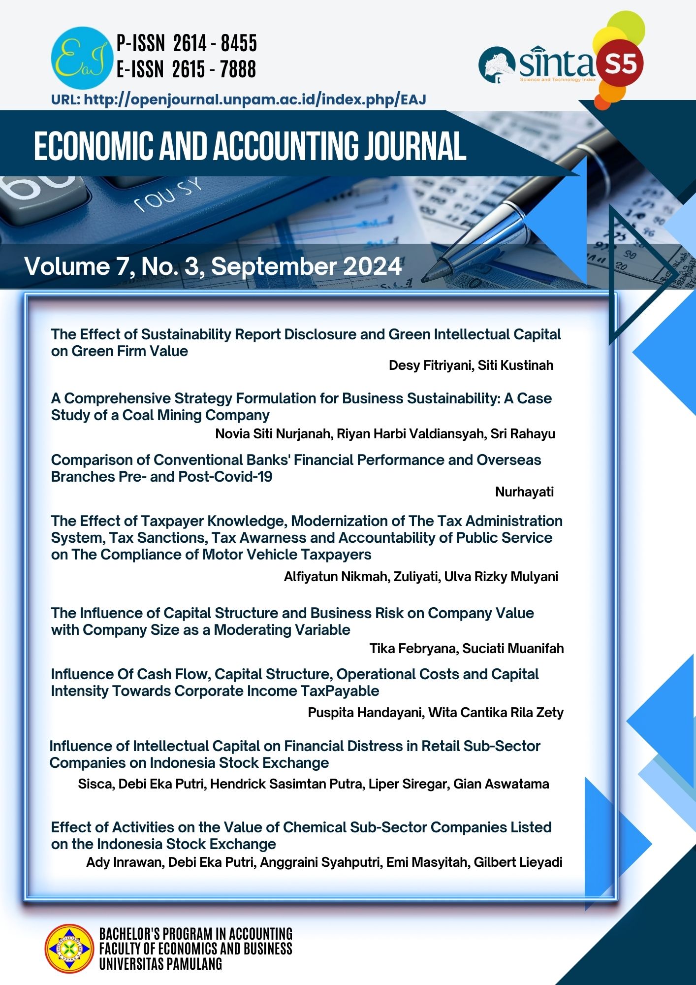 					View Vol. 7 No. 3 (2024): EAJ (Economics and Accounting Journal)
				