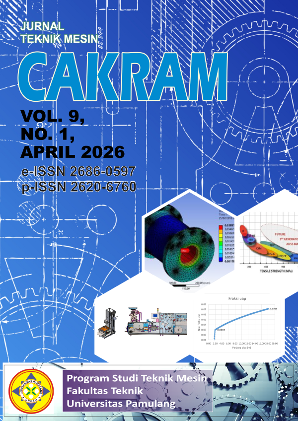 					View Vol. 9 No. 1 (2026): Jurnal Teknik Mesin Cakram
				