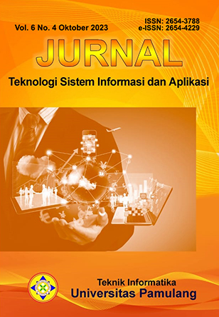 Jurnal Teknologi Sistem Informasi dan Aplikasi Vol. 6 No. 4 Oktober 2023