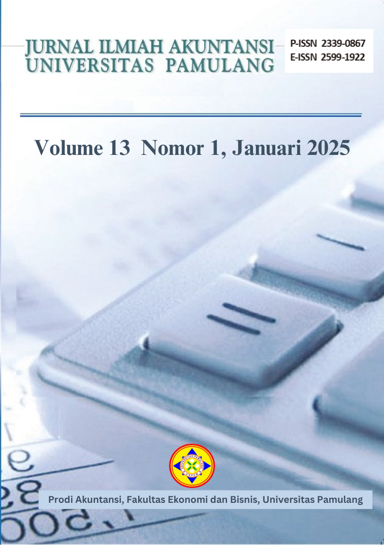 					View Vol. 13 No. 1 (2025): Jurnal Ilmiah Akuntansi Universitas Pamulang
				