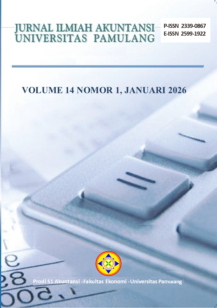					View Vol. 14 No. 1 (2026): Jurnal Ilmiah Akuntansi Universitas Pamulang
				