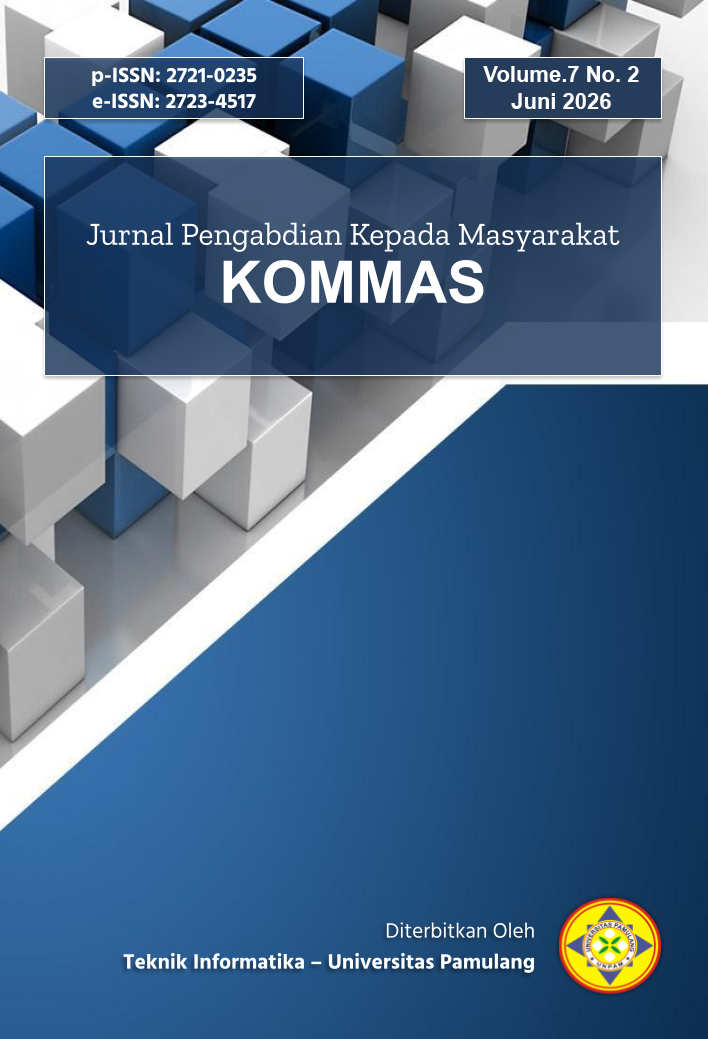 					View Vol. 7 No. 2 (2026): KOMMAS: JURNAL PENGABDIAN KEPADA MASYARAKAT
				