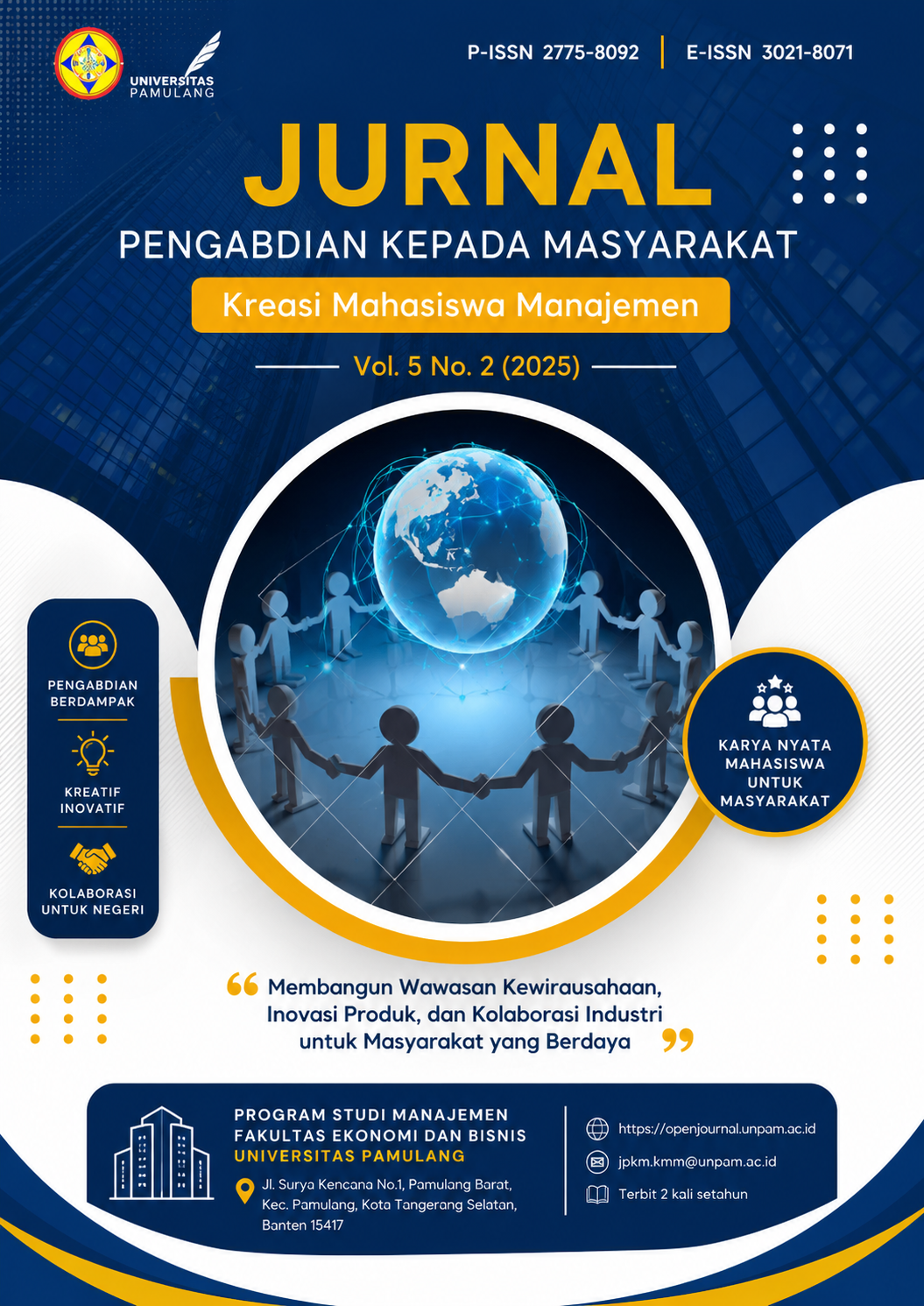 					View Vol. 5 No. 3 (2025): Jurnal Pengabdian kepada Masyarakat : Kreasi Mahasiswa Manajemen
				